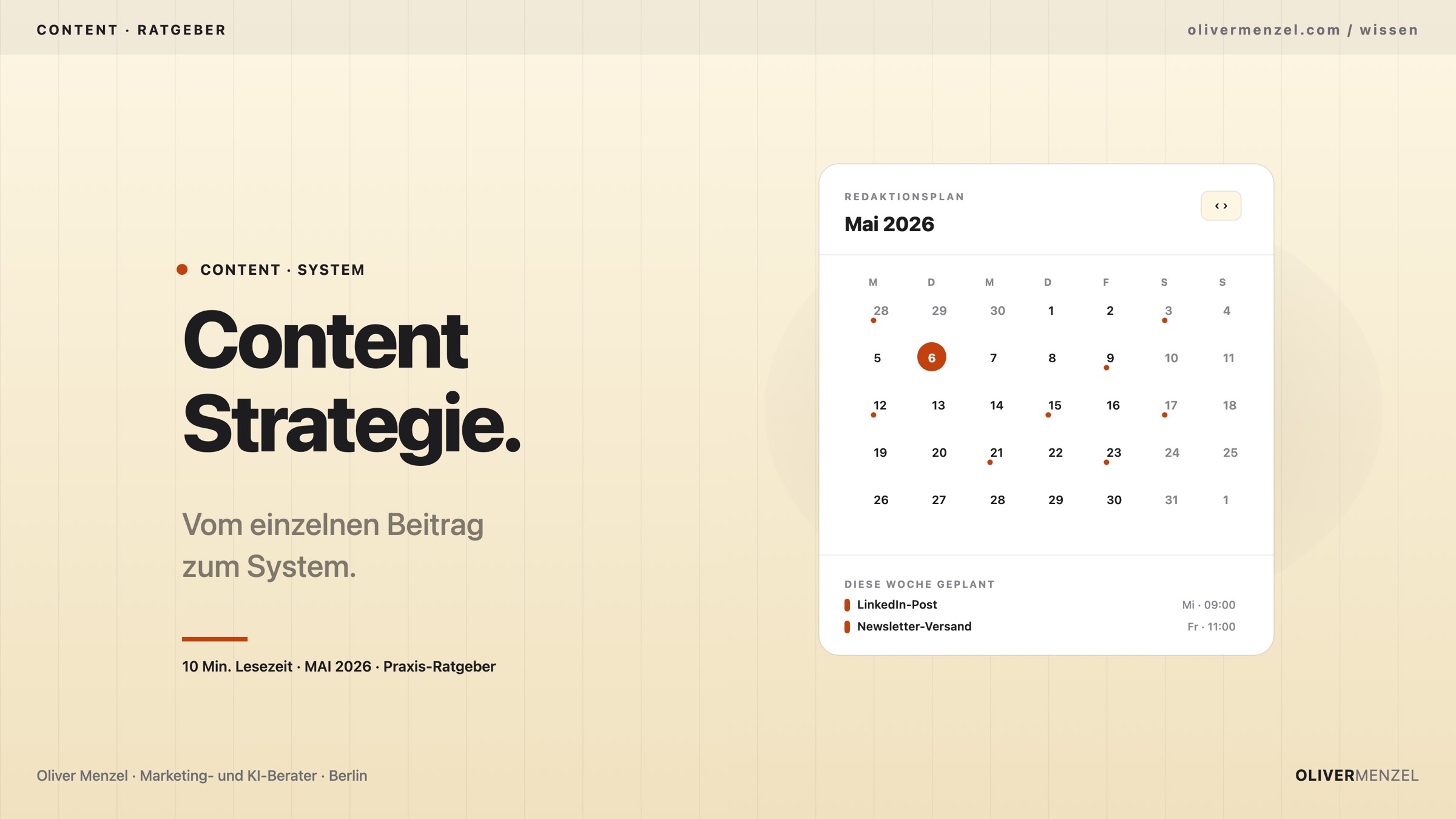 Content-Strategie für KMUs. Cover zum Ratgeber von Oliver Menzel.