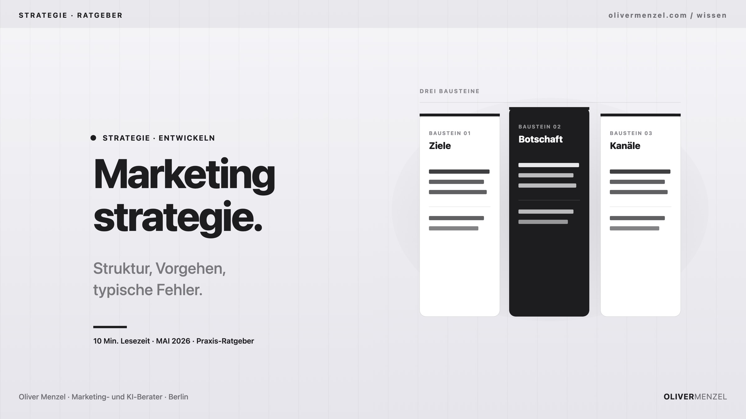 Marketingstrategie entwickeln. Cover zum Ratgeber von Oliver Menzel.